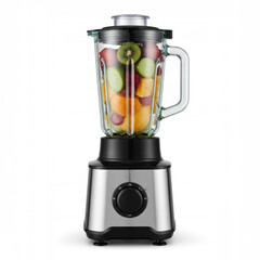 Fresh fruit smoothie preparation in modern blender