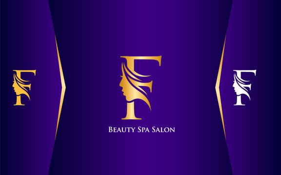 Letter F Beauty Spa and Salon Logo Luxury Color