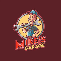 Cartoon Mechanic Mascot Logo