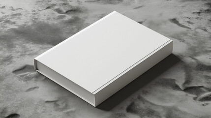 Fototapeta premium white, rectangular box lies on a gray textured surface
