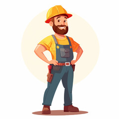 Labor Day Cartoon Vector Illustration on White Background