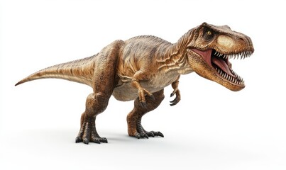 Obraz premium large carnivorous dinosaur with sharp teeth and textured skin, isolated on a white background
