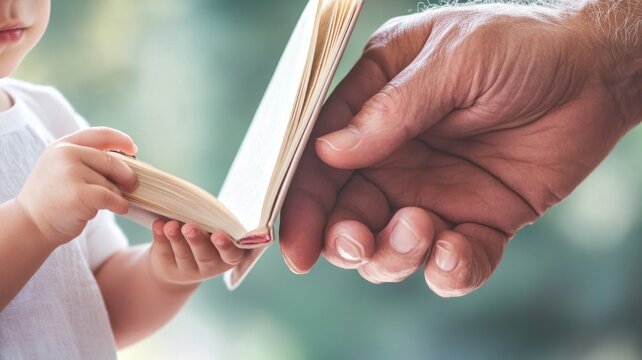 Intergenerational bond: senior and child connecting through shared reading time