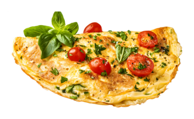 Vegetable omelet isolated on a transparent background