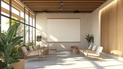 Fototapeta premium large blank board mockup in a meeting room
