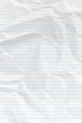 White clean crumpled notebook paper with lines