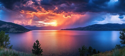 Obraz premium Sunset Over Lake