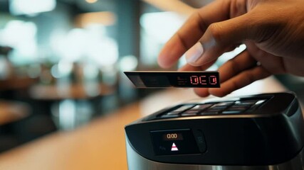 Close-up of a Credit Card Transaction at a Modern Coffee Shop Generative AI