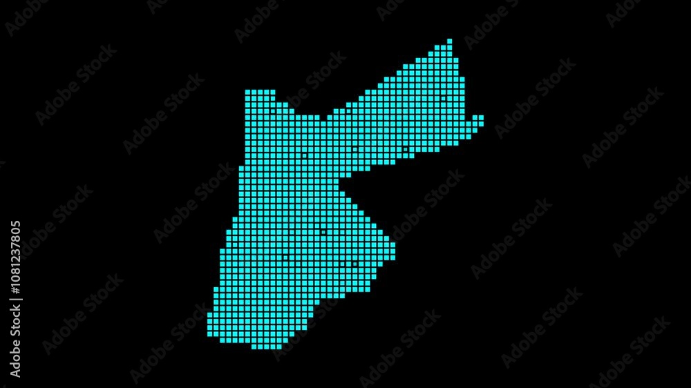 Poster jordan digital map. map of jordan in dotted style. shape of the country filled with rectangles. supe