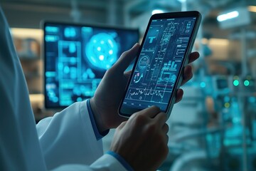 Smart Medical Doctor Working with Modern Computer Interface, Future Digital Engineering Healthcare Equipment Concept	
