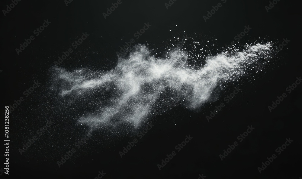 Poster white dust and scratches on black background - layer for photo editor. horizontal photography with c