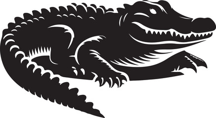 Alligator Silhouette Vector Art on White Background - Powerful Reptile Icon Design

