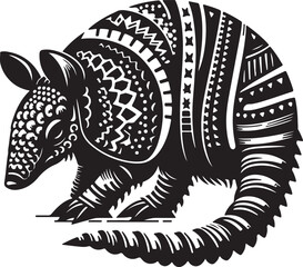 Armadillo Silhouette Vector Art on White Background - Armored Mammal Icon Design

