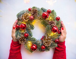 corona navidad en la puerta