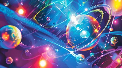 Obraz premium Vibrant illustration of quarks inside a neutron showing their color charge interactions