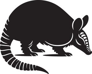 Armadillo Silhouette Vector Art on White Background - Armored Mammal Icon Design


