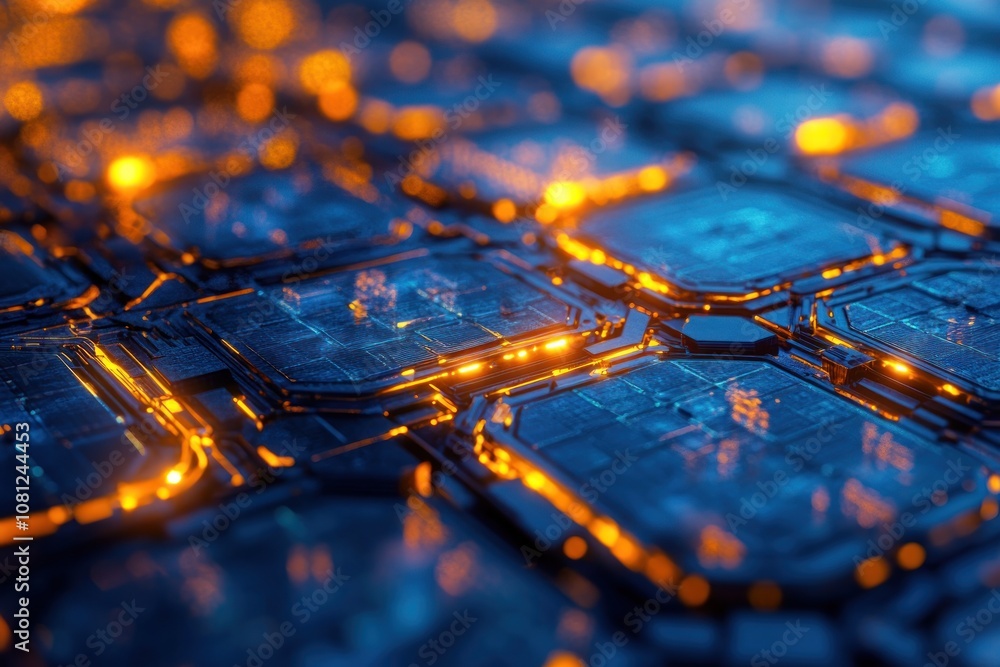 Aufkleber abstract futuristic technology background with glowing circuits.