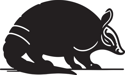 Armadillo Silhouette Vector Art on White Background - Armored Mammal Icon Design

