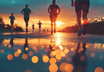 people running on a road