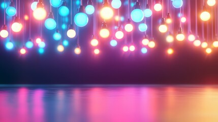 Colorful hanging lights creating a vibrant bokeh effect