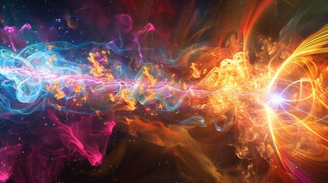 Vibrant visualization of positrons and electrons annihilating releasing gamma rays