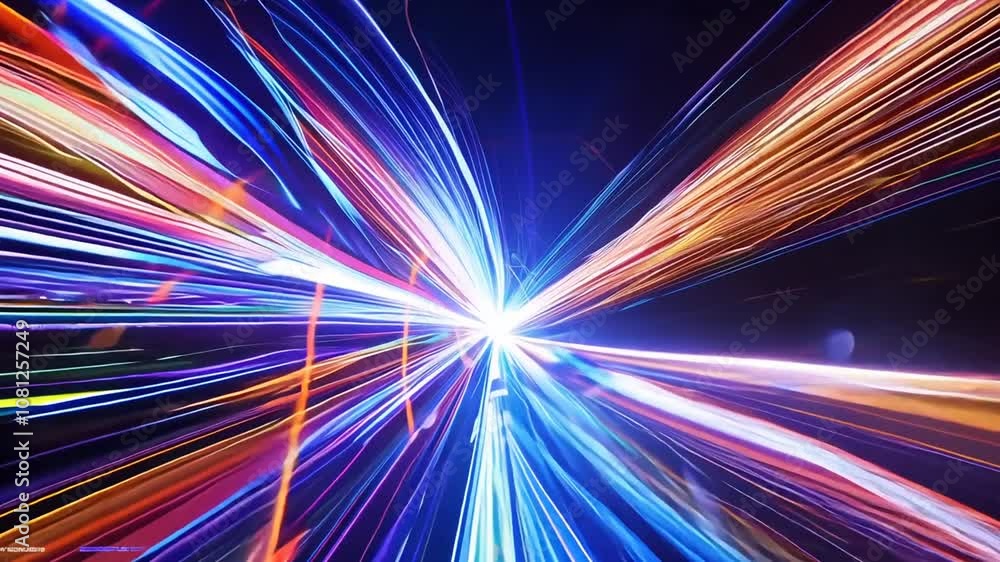 Poster vibrant speed lines radiating from a central light generative ai