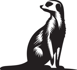 Meerkat Silhouette Vector Art on White Background - Alert Desert Animal Icon Design

