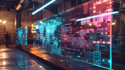 Holographic display showcasing blockchain's potential