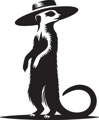 Meerkat Silhouette Vector Art on White Background - Alert Desert Animal Icon Design

