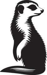 Meerkat Silhouette Vector Art on White Background - Alert Desert Animal Icon Design

