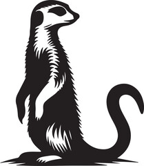 Meerkat Silhouette Vector Art on White Background - Alert Desert Animal Icon Design

