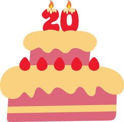 20th Birthday Cake Anniversary