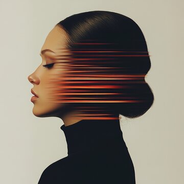 recommend clip art: A side view of a woman with sleek hair tied back