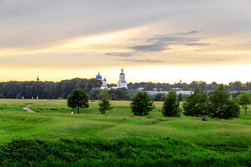 Church of Intercession upon Nerl River 12th century. (Bogolyubovo, Vladimir region, Golden Ring of Russia) A warm summer evening. historical and cultural heritage of Russia.