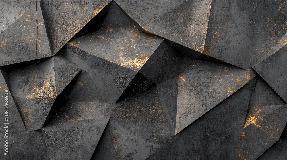 Poster abstract dark textured background with geometric patterns featuring crumpled metallic surfaces and s