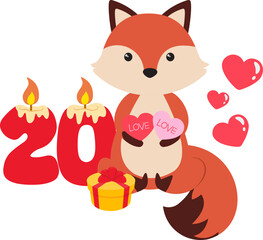 Birthday Animal Cute With Number 20TH