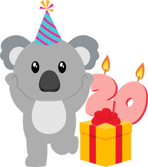 Naklejka premium Birthday Animal Cute With Number 20TH