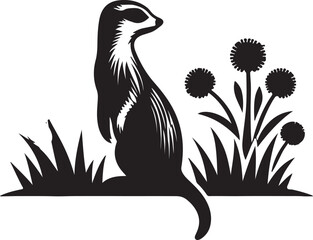 Meerkat Silhouette Vector Art on White Background - Alert Desert Animal Icon Design

