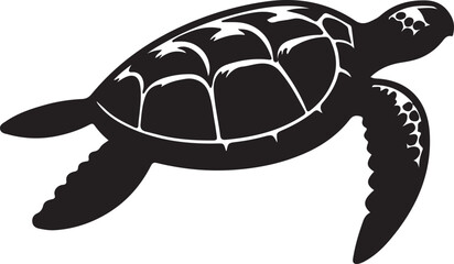 Sea Turtle Silhouette Vector Art on White Background - Majestic Marine Animal Icon Design

