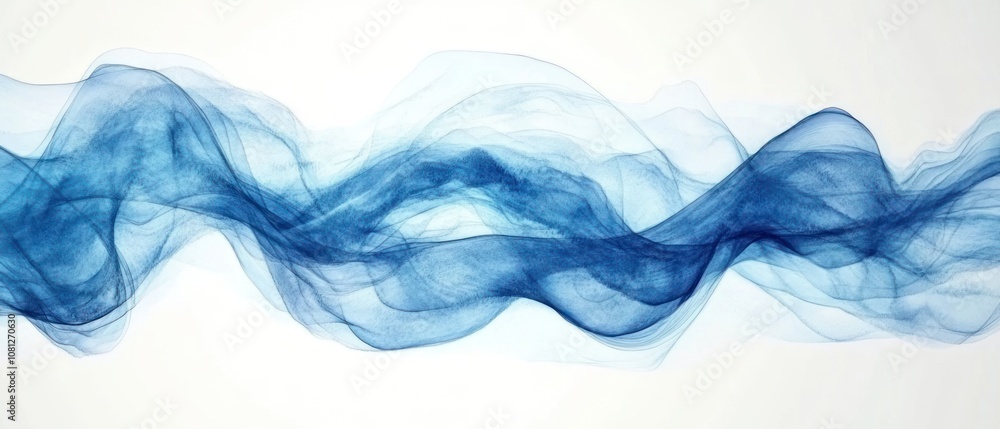 Poster abstract blue waves creating a fluid, ethereal visual effect.