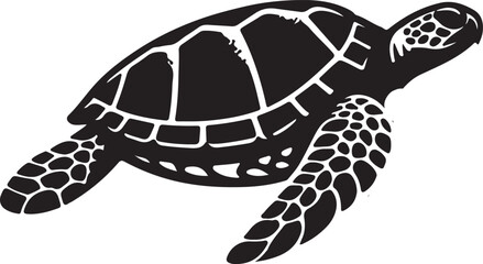 Sea Turtle Silhouette Vector Art on White Background - Majestic Marine Animal Icon Design

