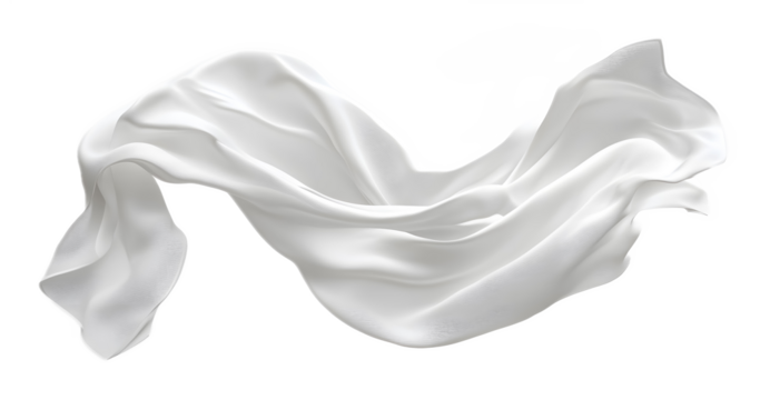 White fabric flowing on a transparent background. isolated background.