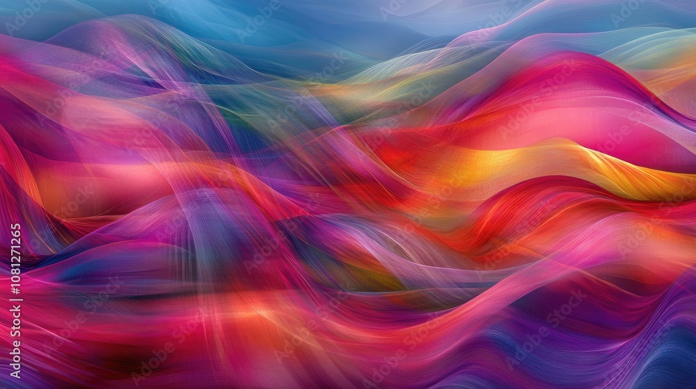 Poster vibrant swirls of colorful abstract waves creating a dreamlike atmosphere with fluid motion and soft