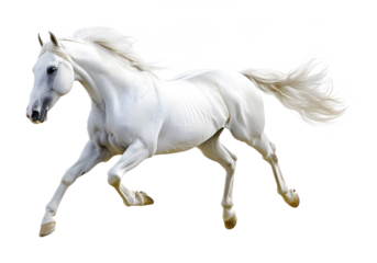 White horse galloping on a transparent background. isolated background.