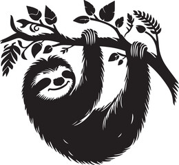 Sloth Silhouette Vector Art on White Background - Relaxed Rainforest Animal Icon Design

