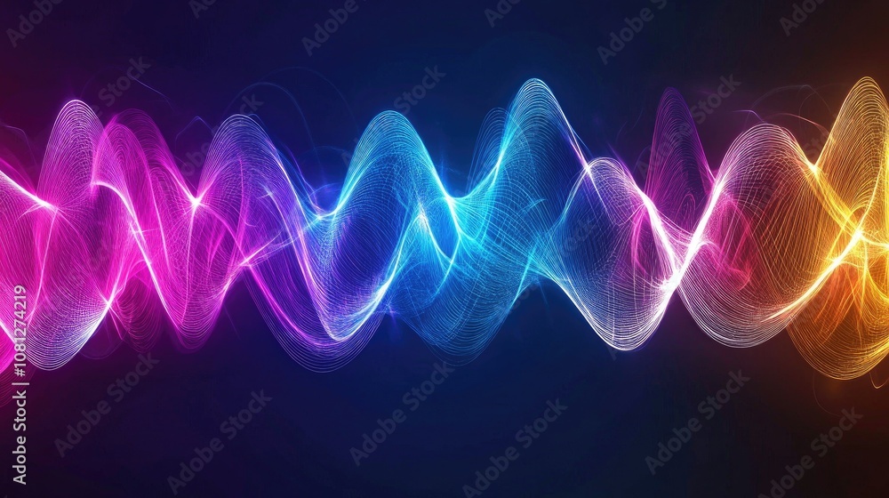 Poster abstract colorful wave pattern with vibrant lights representing sound frequencies in a beautiful and