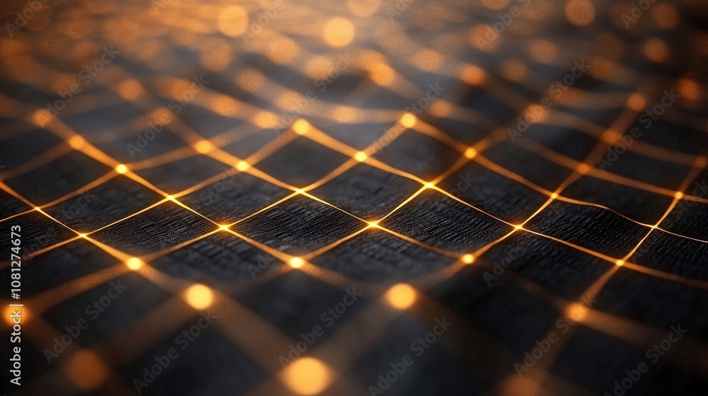 Poster abstract background with glowing lights on wavy surface, creating a sense of depth and modern aesthe