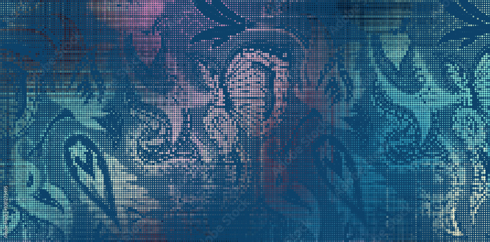 Poster abstract halftone textured illustration. vector blur paisley ornamental decorative background with h