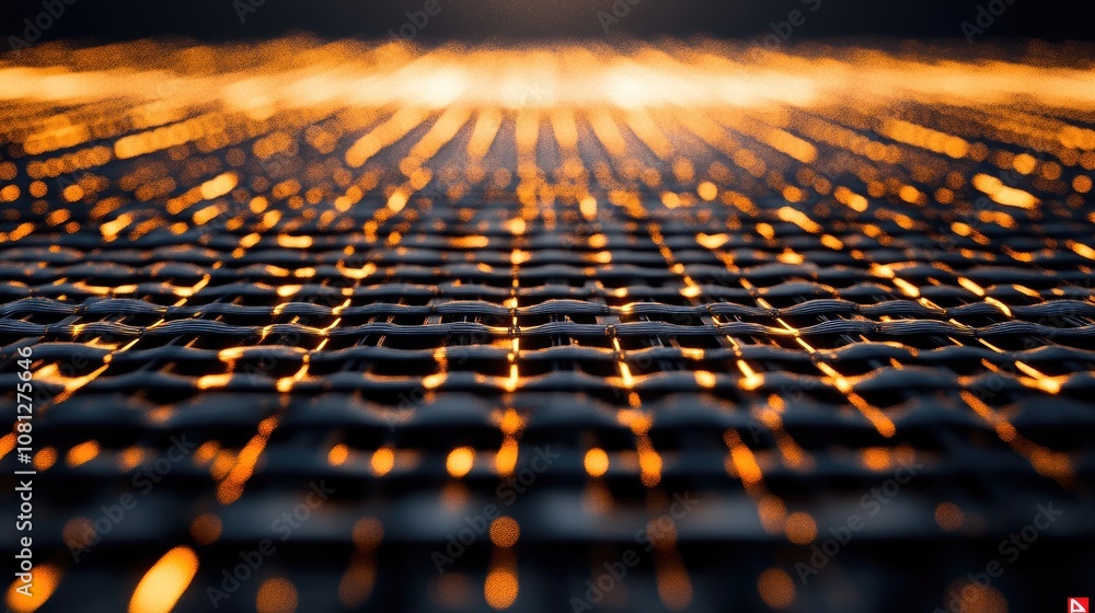 Poster Abstract Close-Up of Textured Surface with Intertwining Lines and Warm Light Reflections, Creating a Mesmerizing Visual Effect for Artistic or Modern Backgrounds