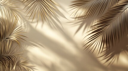 Fototapeta premium Elegant composition of palm leaves casting shadows against a soft background.
